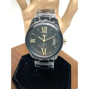 JBW Men's Watch J6311E Bond Diamond Black Gold Quartz Stainless Steel 44mm